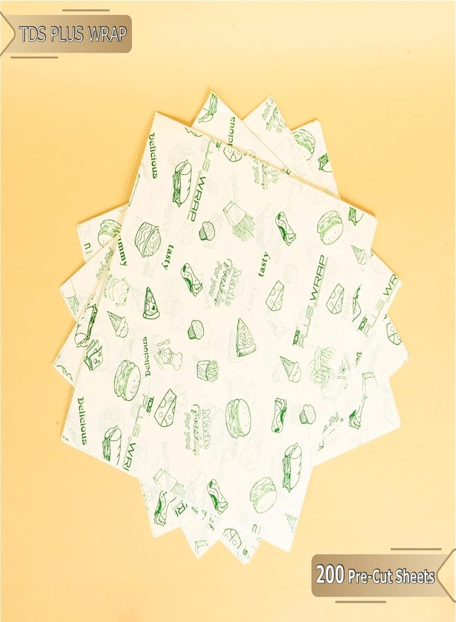 TDS PLUS WRAP Wrapping Butter Sheets, Oil Proof/Sandwich Wrap Food Wrapping Size, Butter Sheets-Pack of 200 Sheets (Grn Print) - Image 2